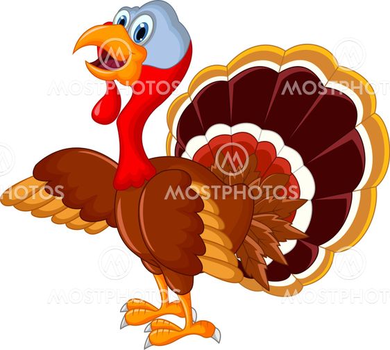 happy turkey cartoon for your design
