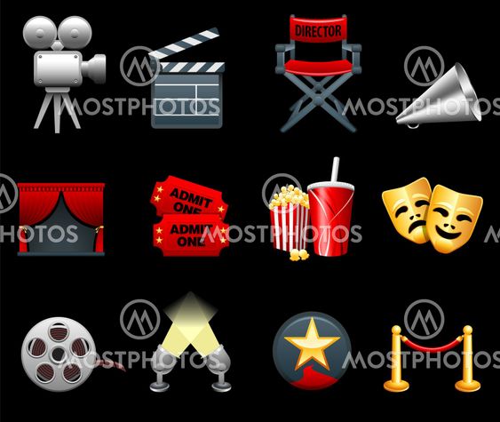 Film and movies industry icon collection