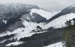 landscape panoramic view of snowed winter tatra mountains