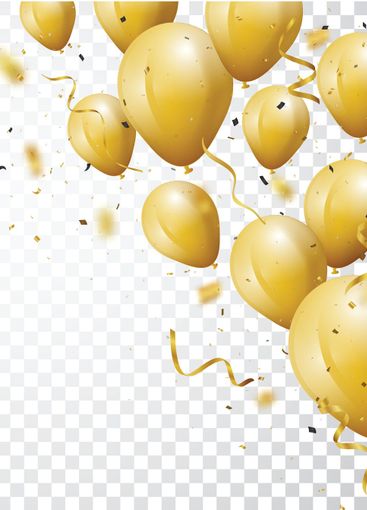 Celebration background with gold confetti and balloons