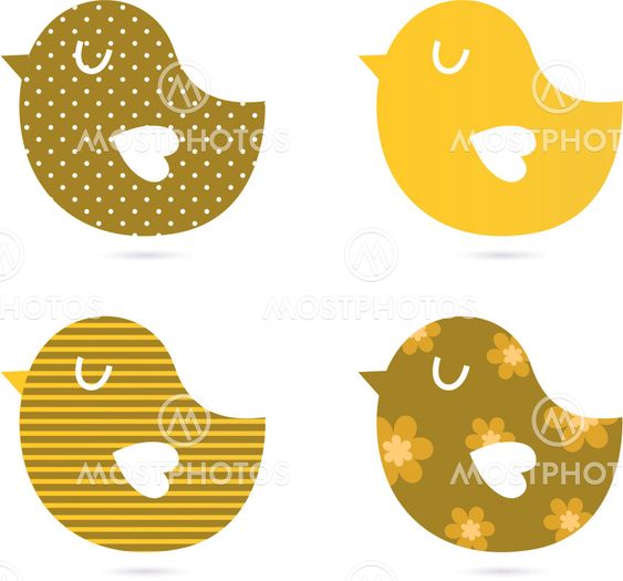 Abstract stylized bird set isolated on white