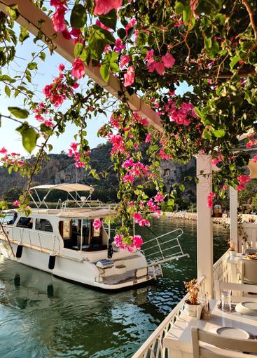 beautiful interior of a restaurant on the seashore