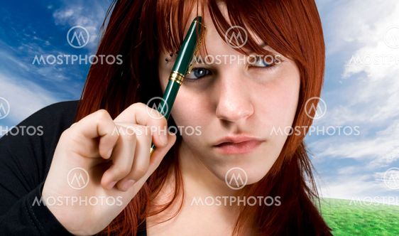 Student girl thinking about a dilemma