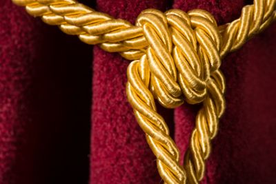 Red velvet curtain with tassel