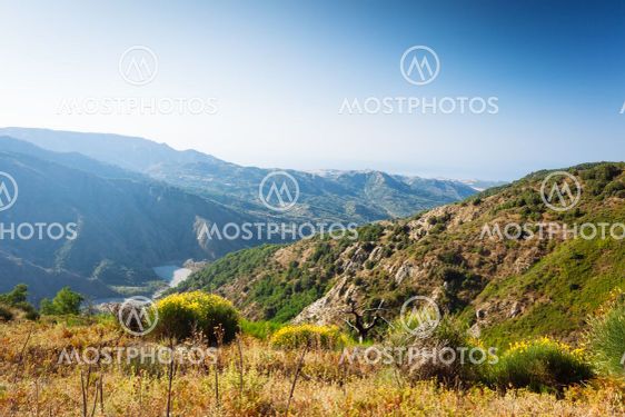 View from Aspromonte towards mediterranean sea in...