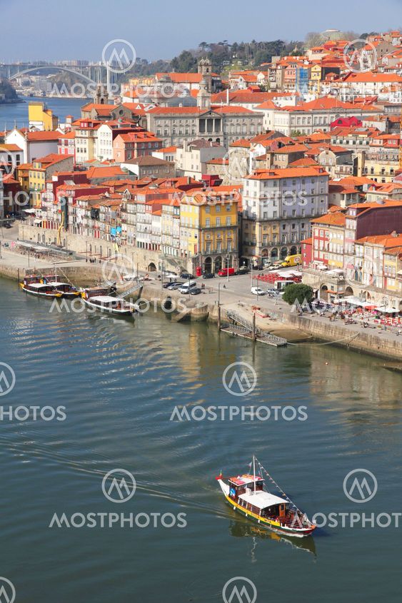 Portugal. Porto city. View of Douro river embankment