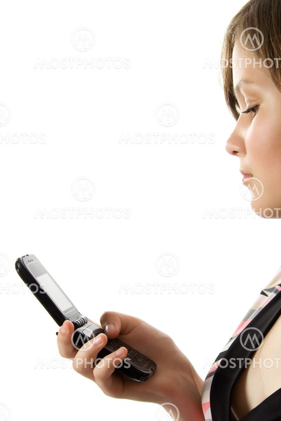 Young girl read SMS