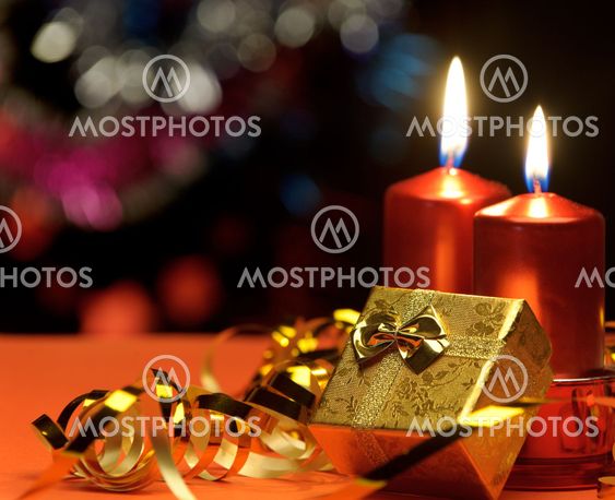 Christmas candles and gift boxes