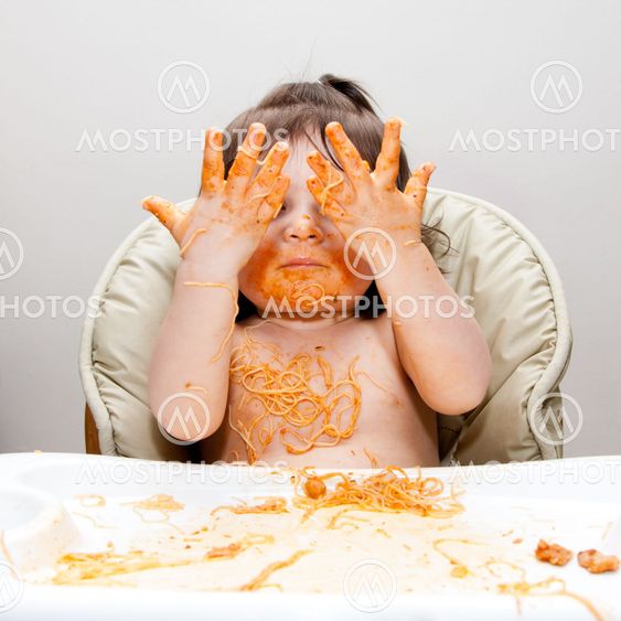 Happy funny messy eater