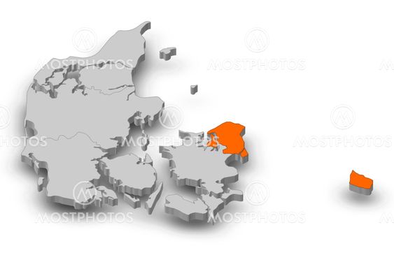 Map - Danmark, Capital Region - 3D-Illustration