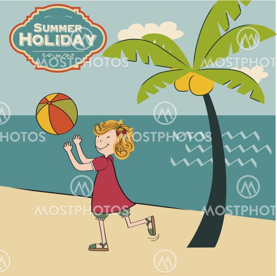 girl playing ball on the beach