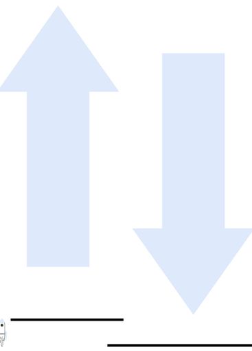Blue upward and downward arrows represent directional...