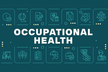 Occupational health dark teal word concept