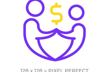 Financial family support pixel perfect two color line icon