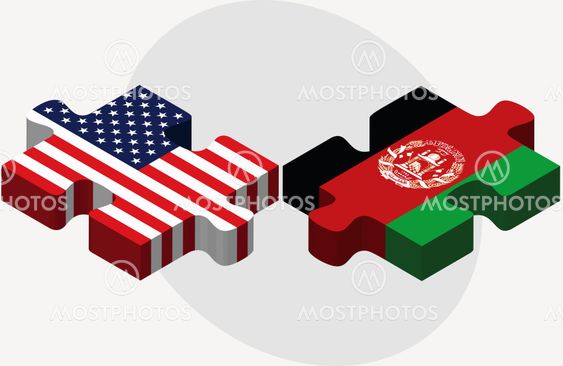 USA and Afghanistan Flags in puzzle