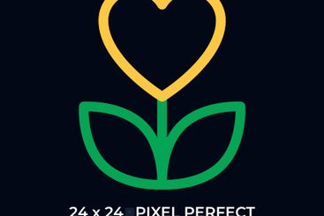 Plant with heart shaped flower dark color line ui icon