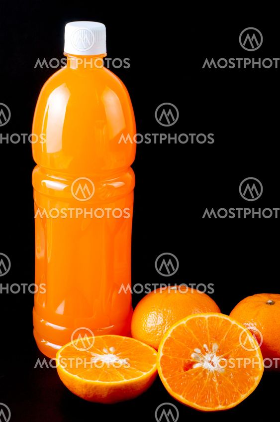 Fresh orange juice bottle