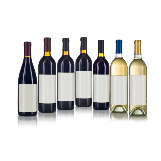 Various Wine Bottles with Blank Labels