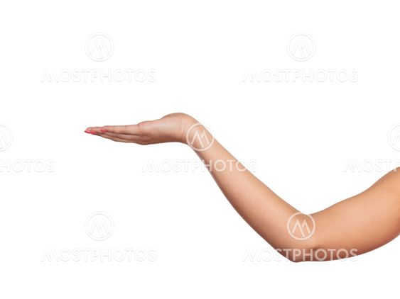 Human empty hand for your product or text isolated