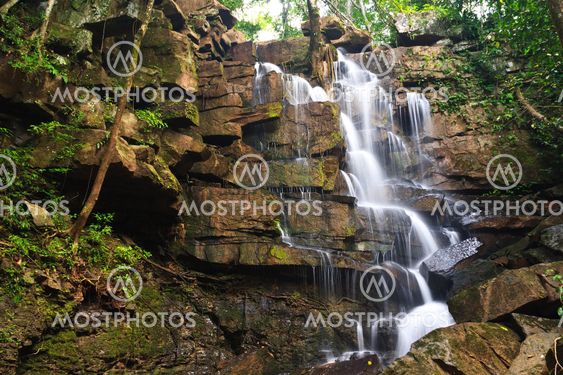 Beautiful rain forest and waterfall at Thailand