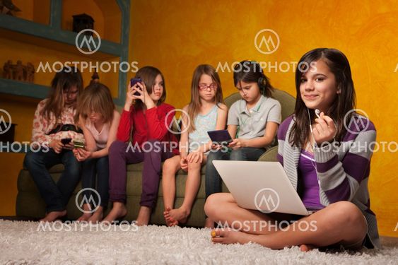 Cute Little Girl with Laptop