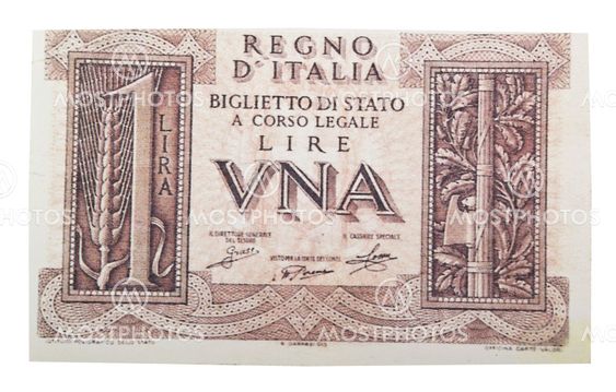 Vintage one italian lire on white
