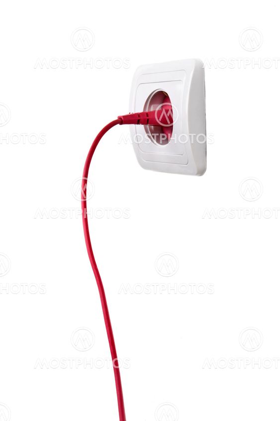 Electric outlet with cable plugged