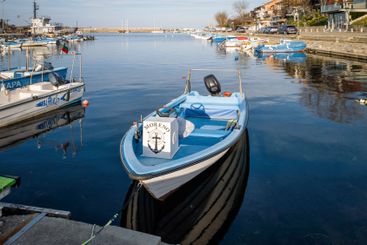 Sunset panorama of the port of Sozopol, Bulgaria