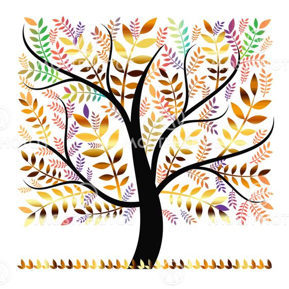 Colorful autumn tree isolated on white background