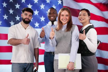American Student Group. School Day Celebrations In Front