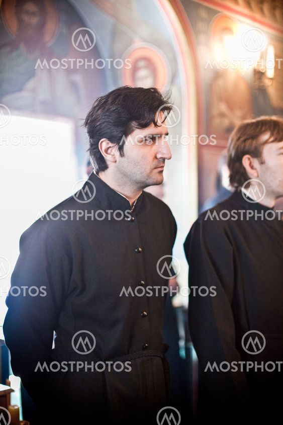 MOSCOW - MARCH 14: Orthodox liturgy with bishop Mercury in High Monastery of St Peter in Moscow on March 14, 2010 in Moscow