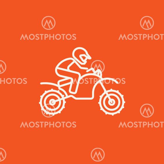 Man riding motocross bike line icon.