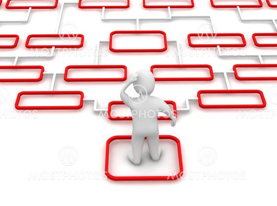 Man and complicated diagram