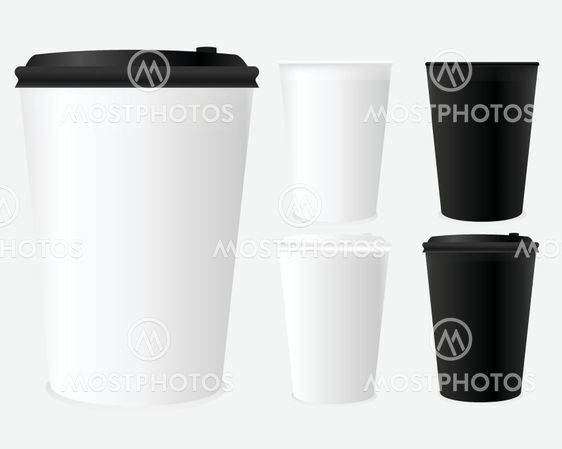 Mockup of coffee cup set.