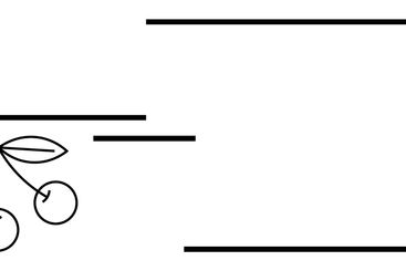 Minimalist cherry branch with clean horizontal lines and...