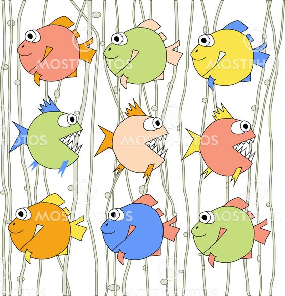 Background with colorful fishes