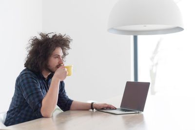 man working from home