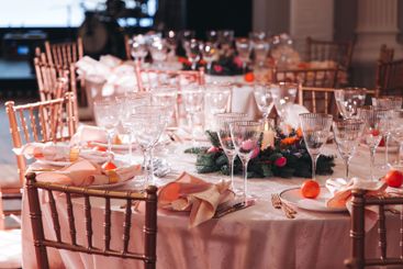 Beautiful table decoration for luxury  event in pink and...