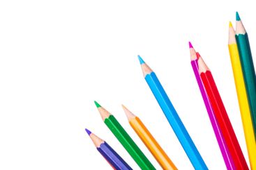 Colorful assortment of pencils arranged in a creative...