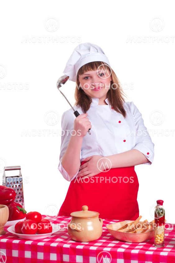 attractive woman cooking