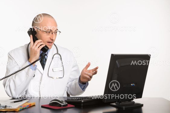Male Caucasian doctor.