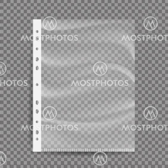 Cellophane Business File Vector. A4 Size. Empty Plastic...