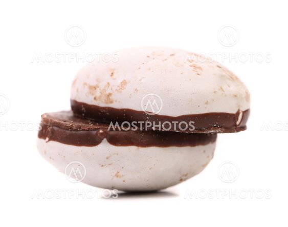 Two chocolate meringues.