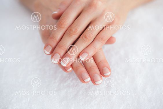 French manicured fingers at spa center