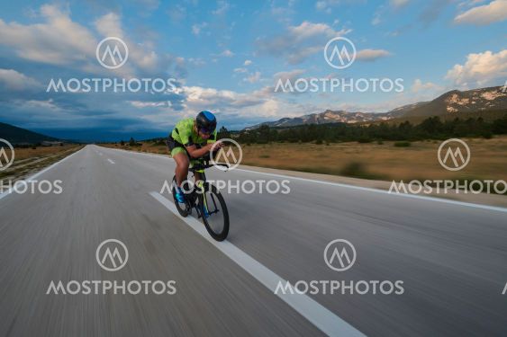 triathlon athlete riding bike