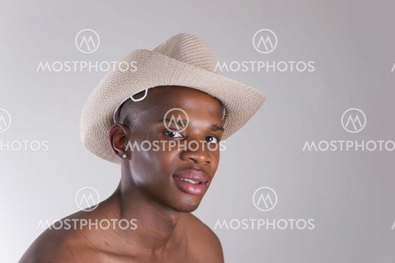 Handsome African in trendy cowboy hat