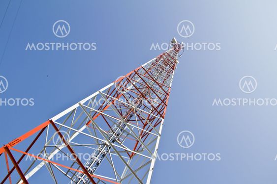 Communication Tower on blue sky background