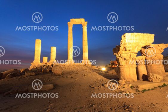 Temple of Hercules in Amman Citade at Nightl, Al-Qasr site, Jordan
