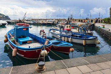 Boats in the port of Maiori on the Amalfi Coast in Italy