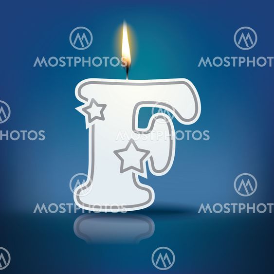 Candle letter F with flame